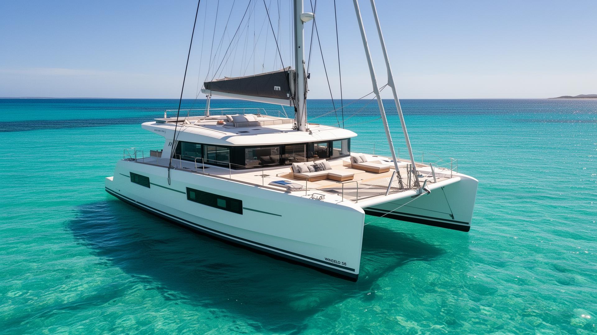 Luxury yacht sailing on the Dorset coast near Poole Harbour