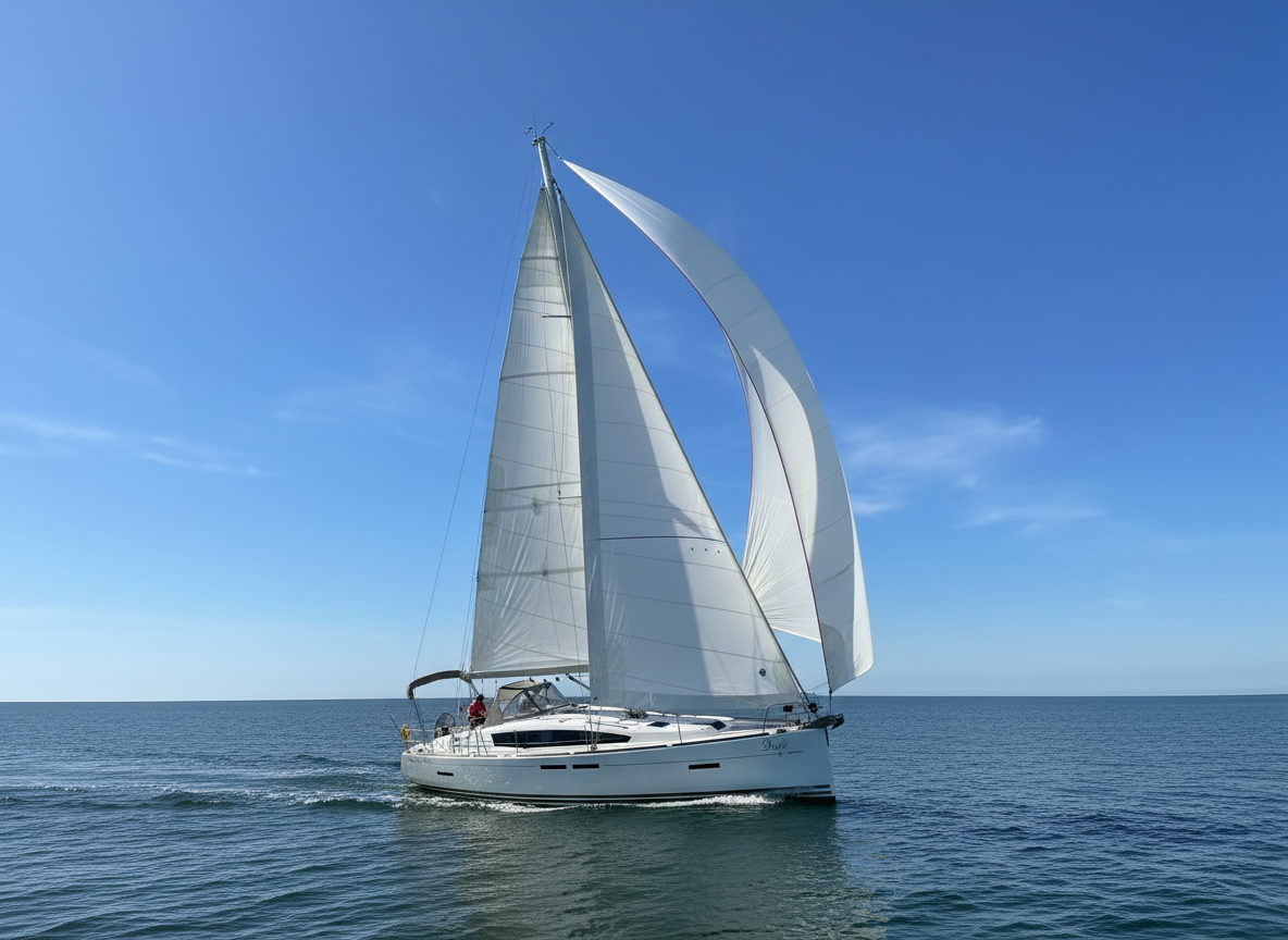 Jeanneau Sun Odyssey 41ds luxury charter yacht under sail off the Dorset coast